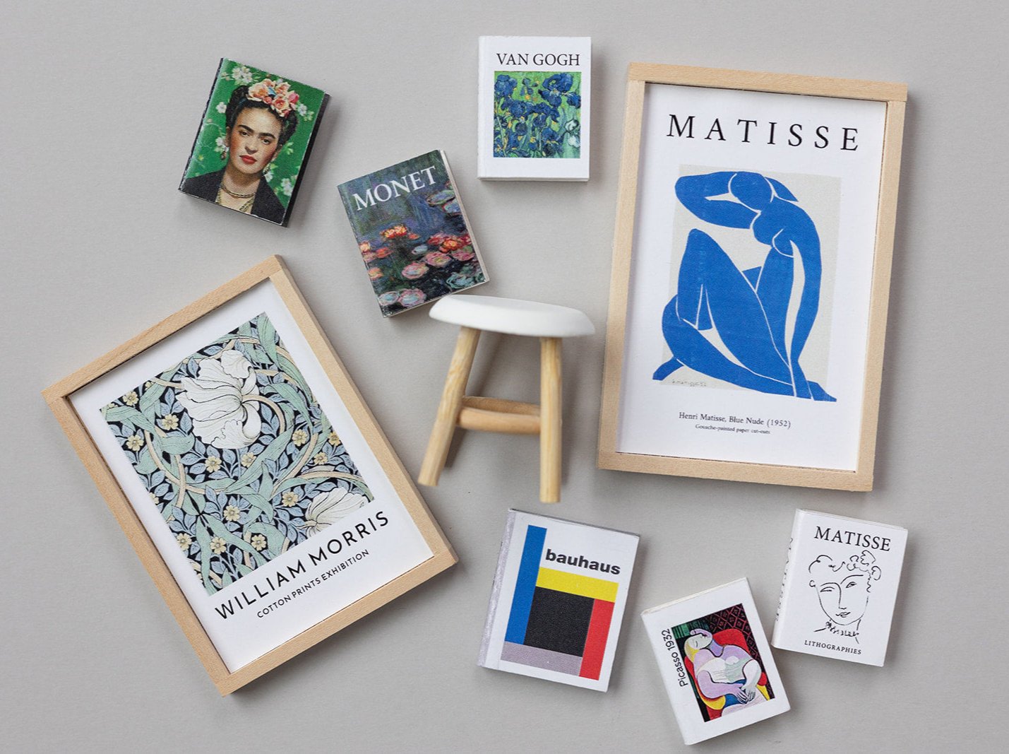 Dollhouse Miniature Art Books, Monet and Vincent Van Gogh