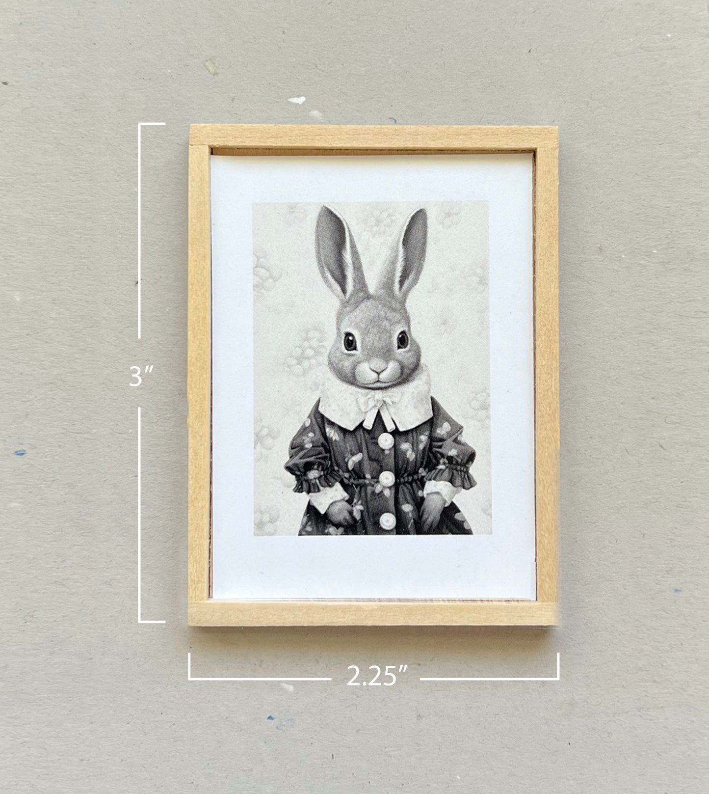 Vintage Inspired Dollhouse Miniature Rabbit Portrait