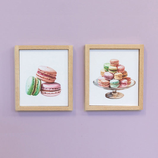 Dollhouse Miniature Decor, Set of Two Macaroon Prints