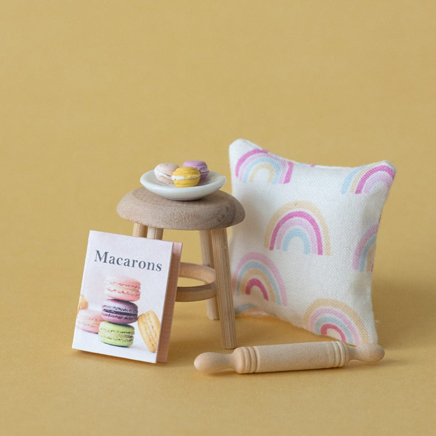 Dollhouse Miniature Recipe Book and Plate of Macarons