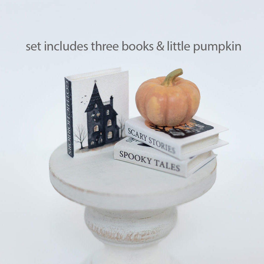Miniature Halloween Book Set and Pumpkin