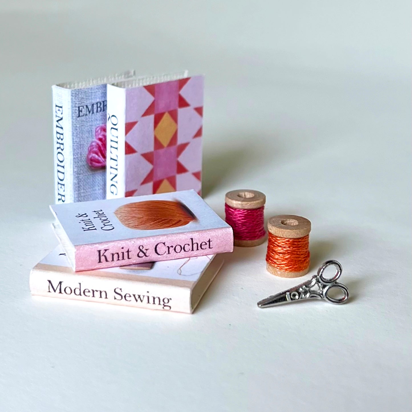 Modern Miniature Dollhouse Craft Book Set and Accessories