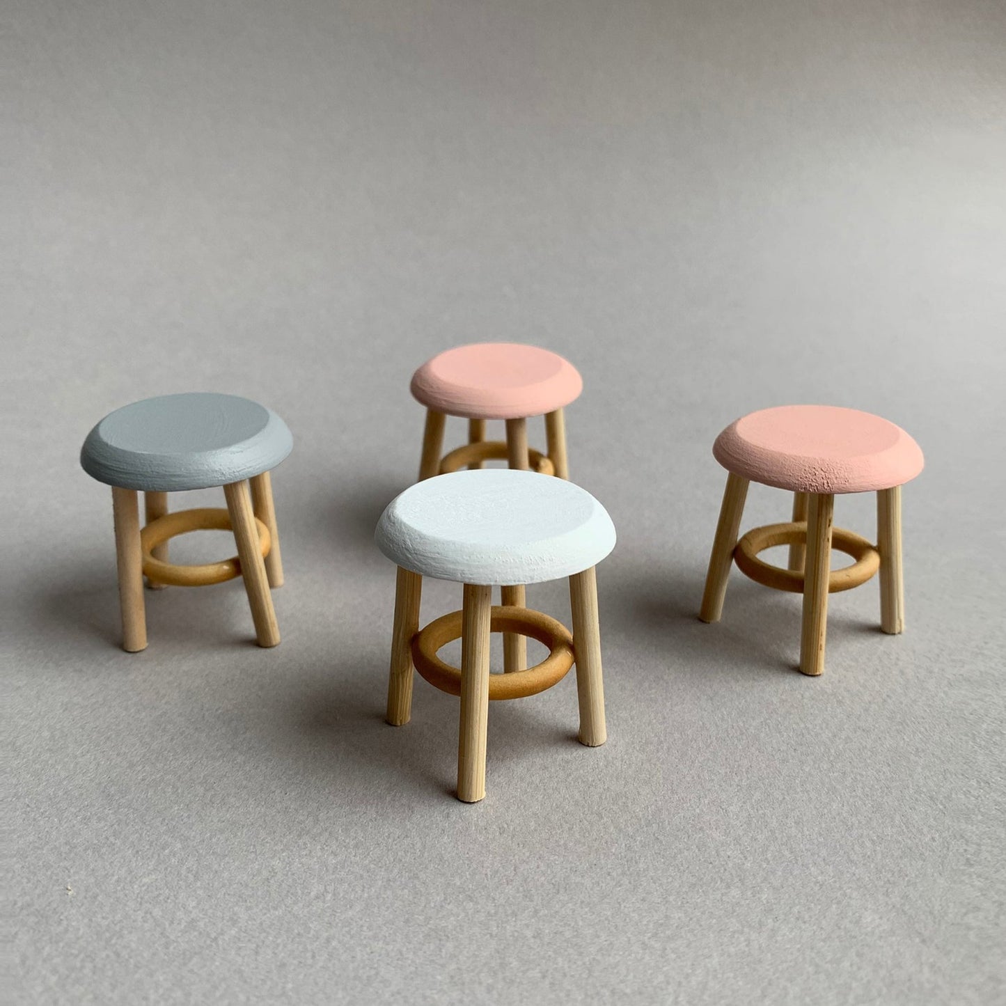 Miniature Dollhouse Stool, White, Pink or Gray