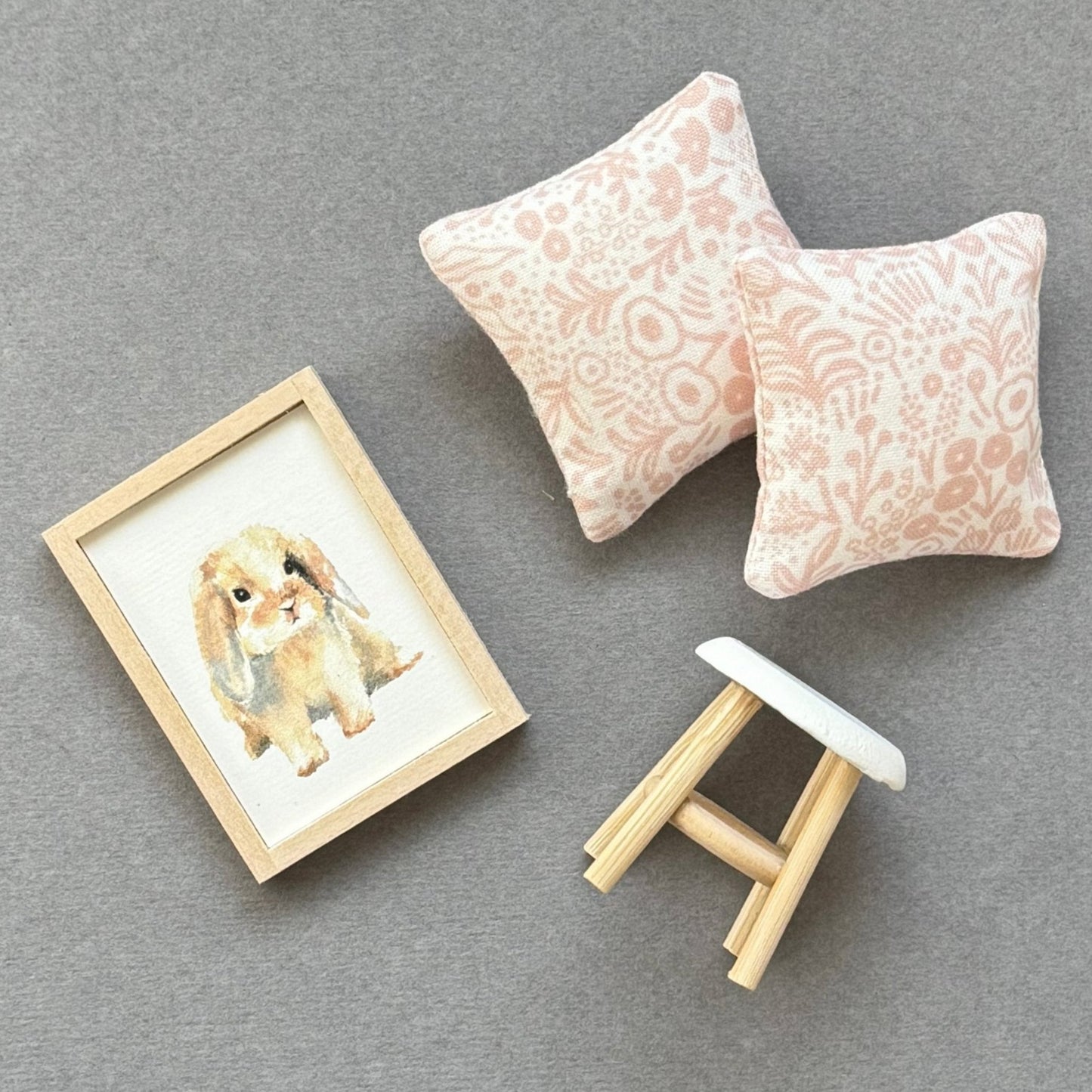 Dollhouse Miniature Bunny Wall Art