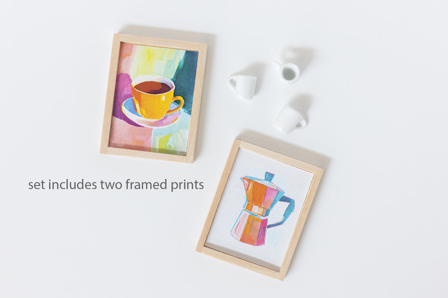 Set of Coffee Themed Miniature Paintings
