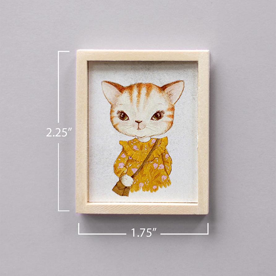 Dollhouse Miniature Artwork, Set of Two Vintage Inspired Miniature Animal Portraits