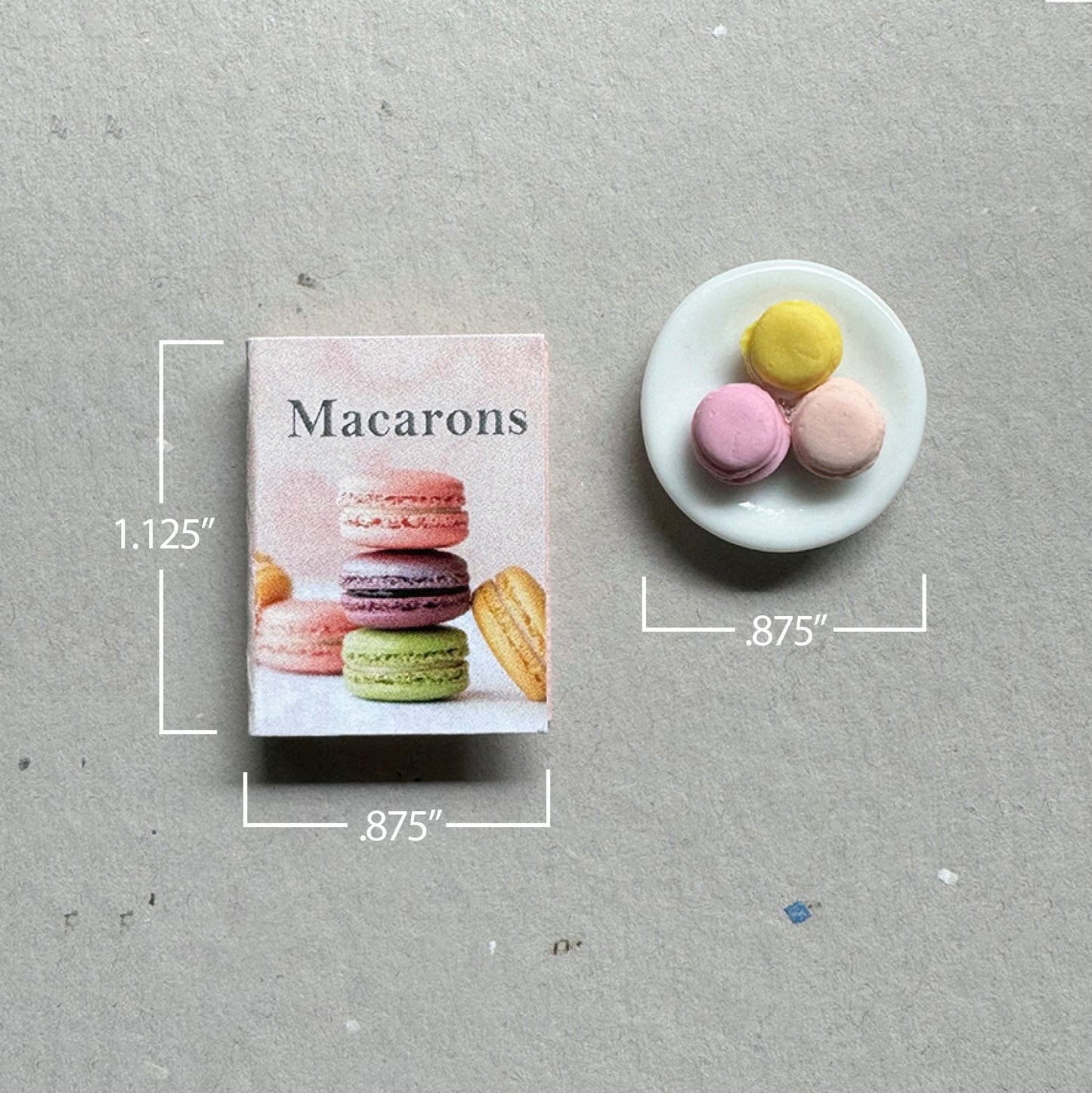 Dollhouse Miniature Recipe Book and Plate of Macarons