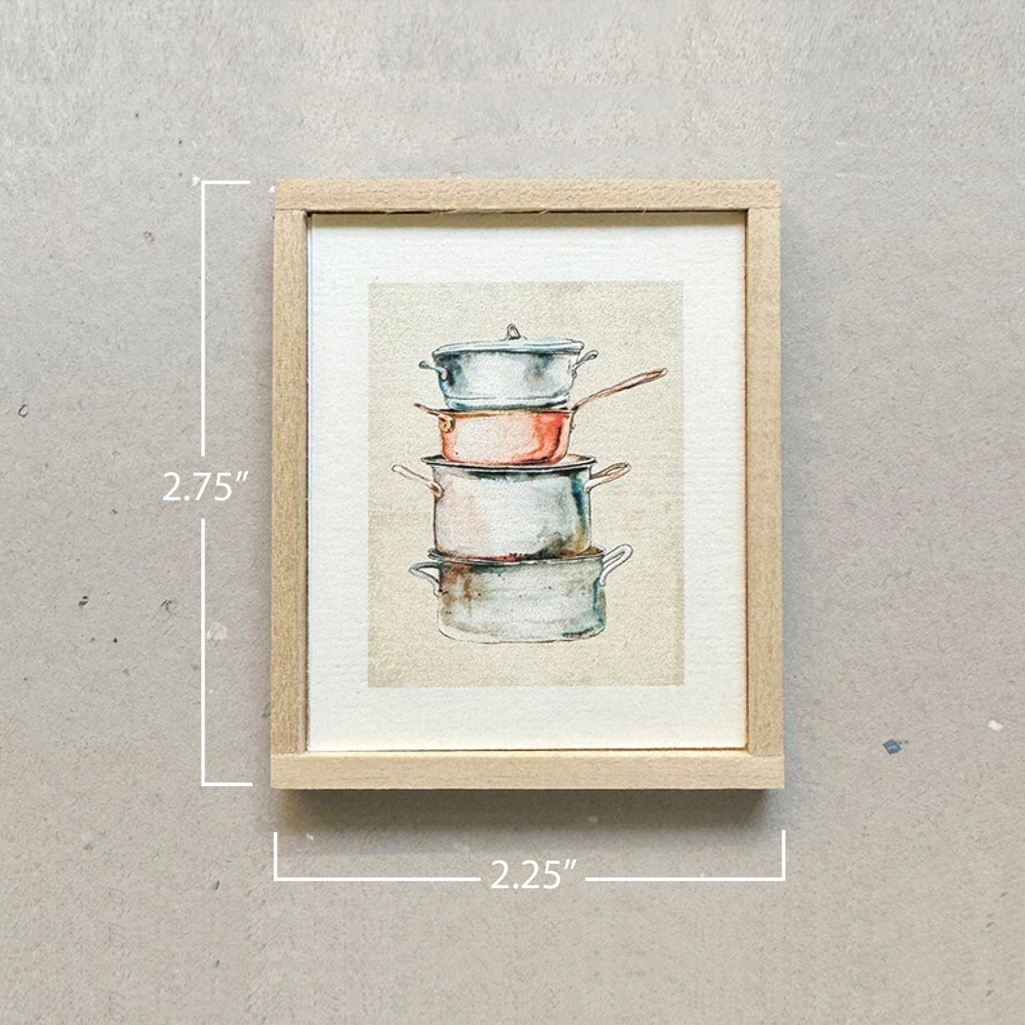 Dollhouse Miniature Kitchen Art, Set of Two Watercolor Prints