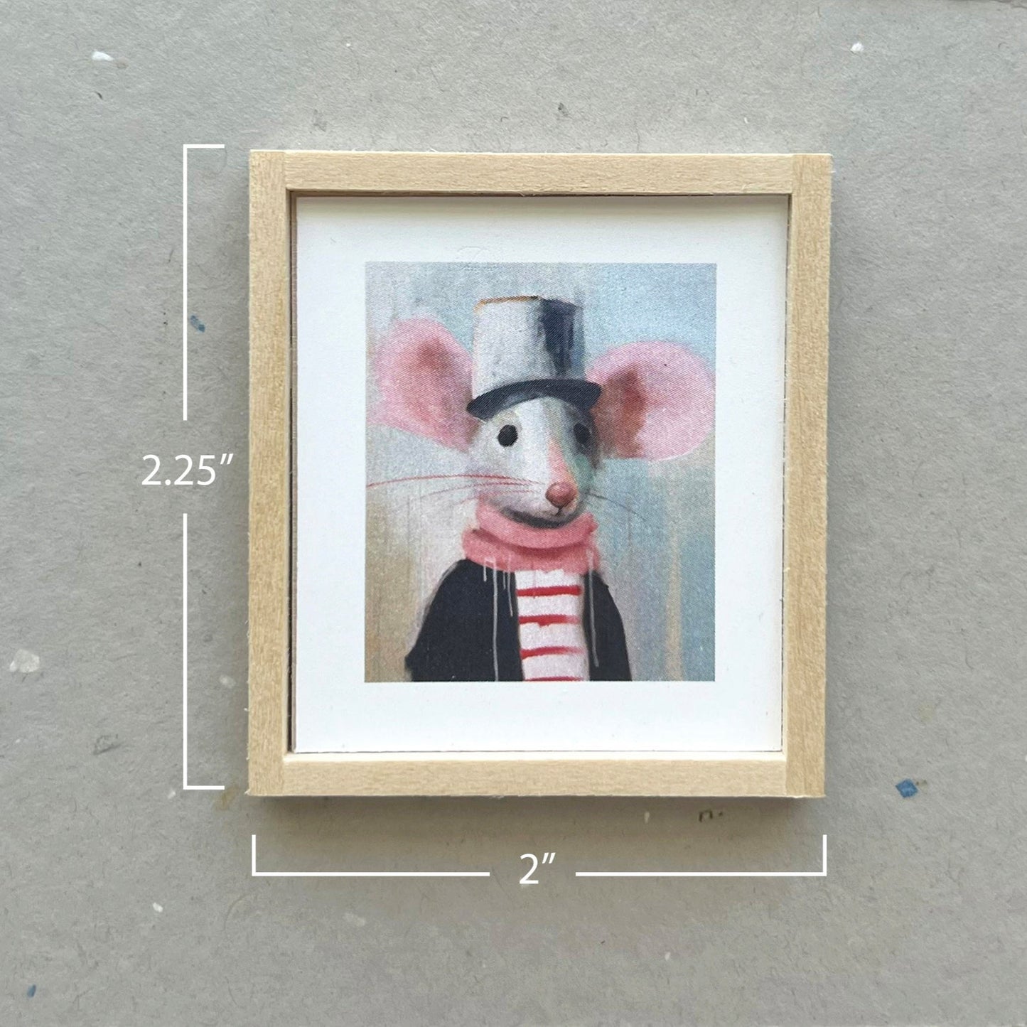 Dollhouse Miniature Framed Mouse Portrait