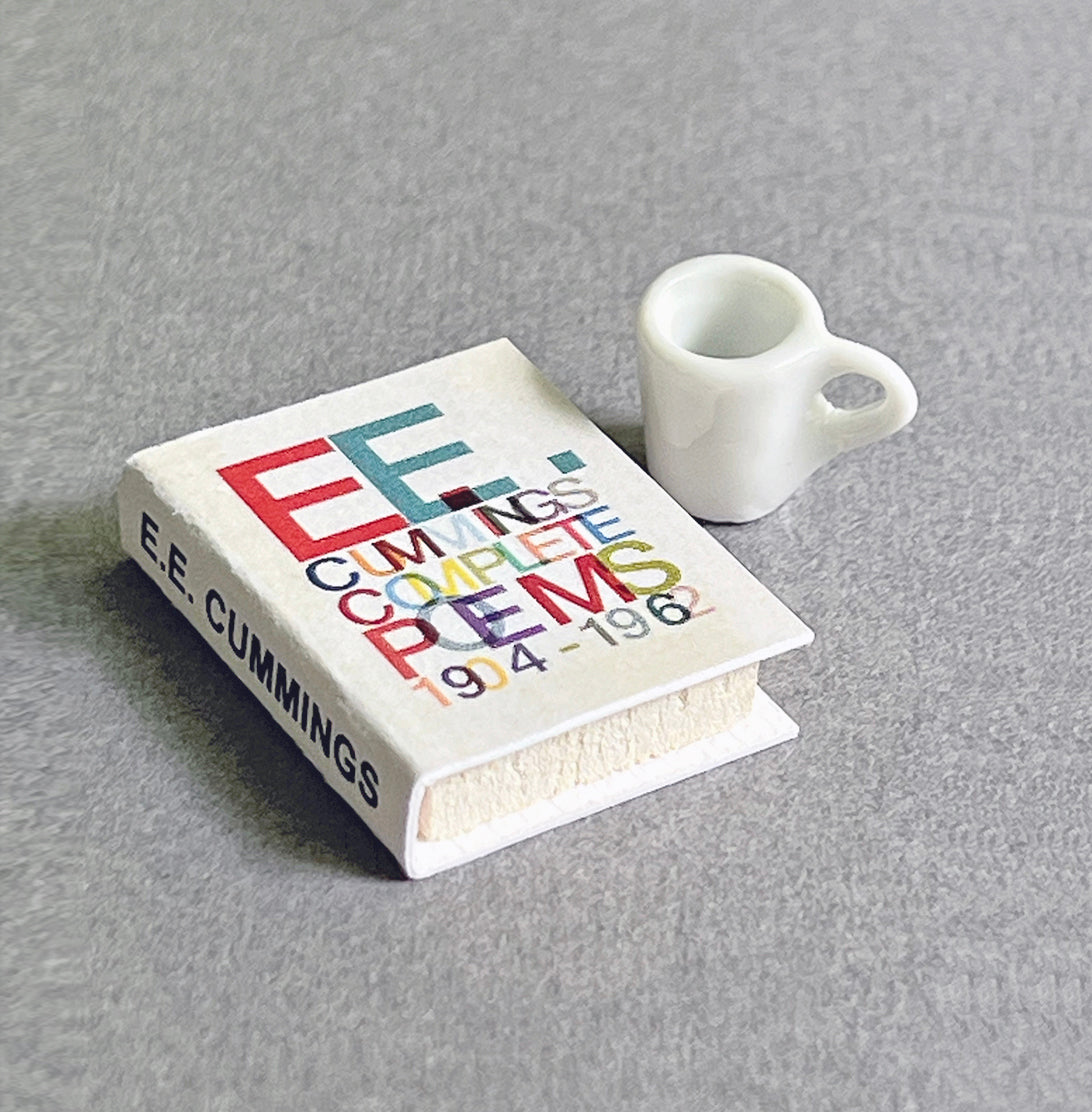 Miniature EE Cummings Poetry Book and Ceramic Mug