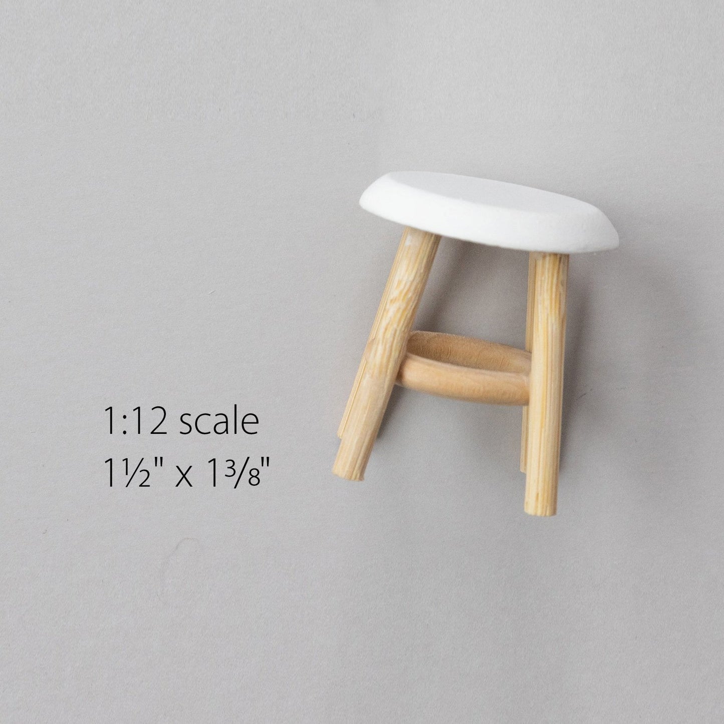 Miniature Dollhouse Stool, White, Pink or Gray